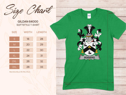 Rogers Heritage Family Crest Design T-Shirt - Living Stone Gifts