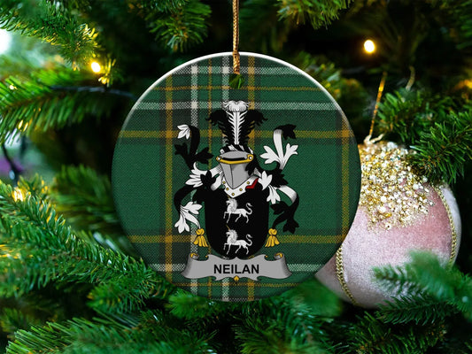 Custom Neilan Family Crest Christmas Ornament product