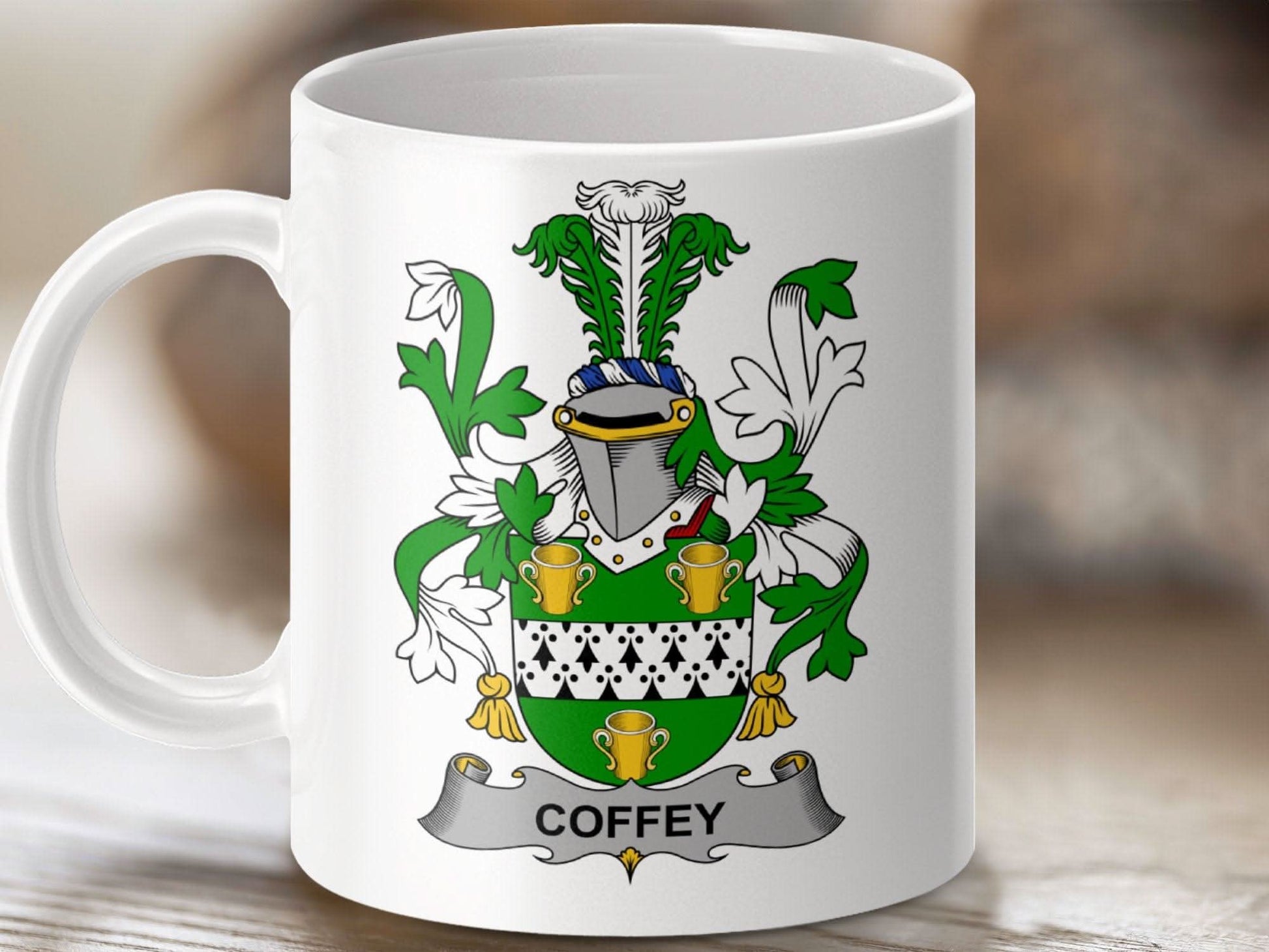 Coffey Surname Irish Family Crest Heritage Pride Mug - Celtic Ancestry Gifts