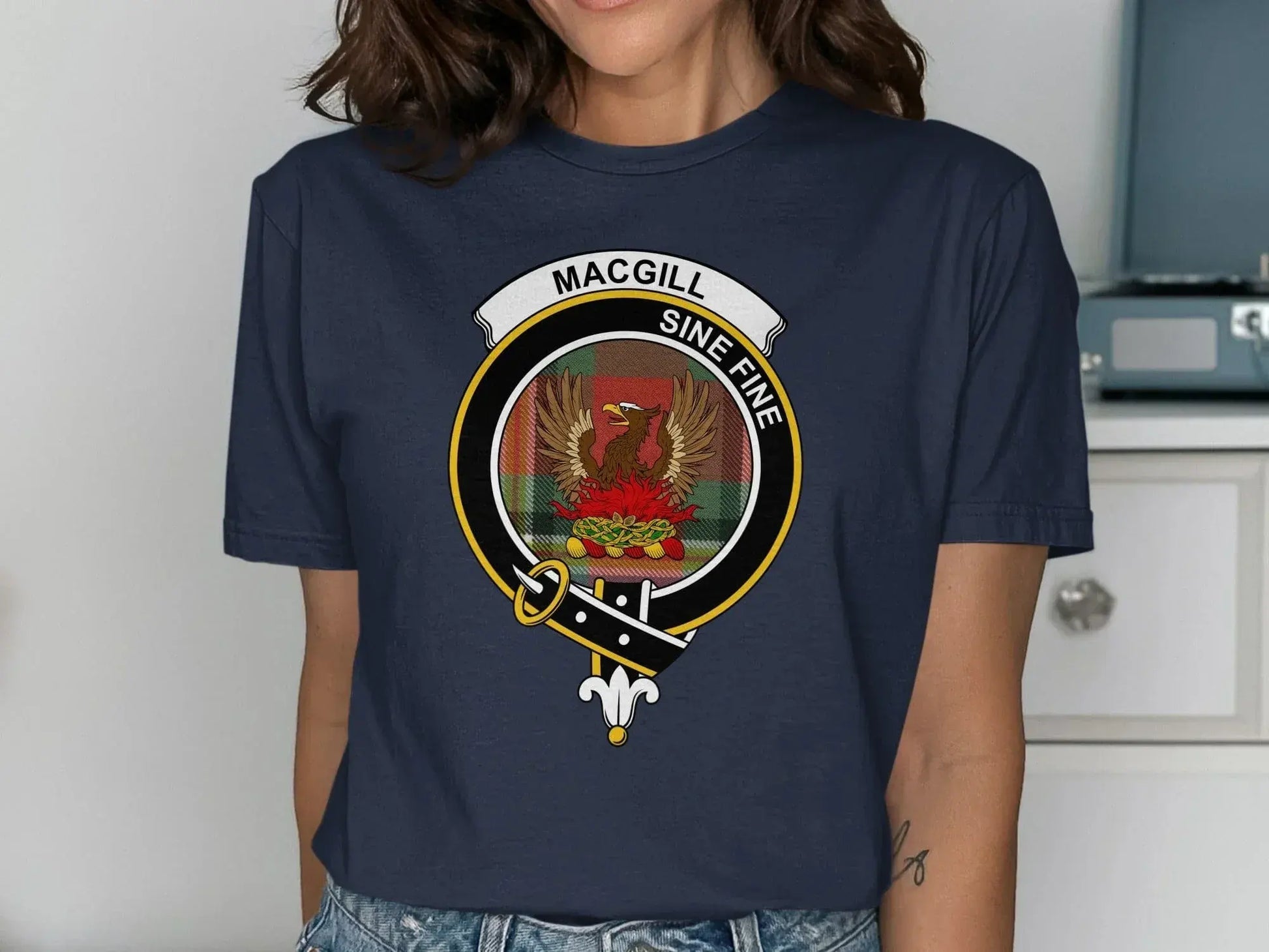 Clan MacGill Family Crest Sine Fine Graphic T Shirt