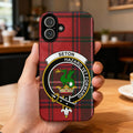 Clan Seton tartan phone case — full 3D wrap with Hazard Yet Forward dragon crest, glossy finish