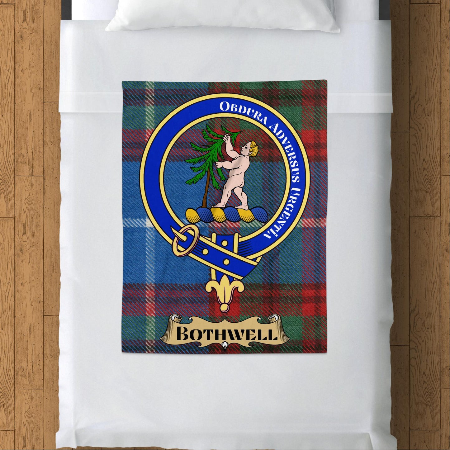 Bothwell Scottish Tartan Crest Throw Blanket - Living Stone Gifts