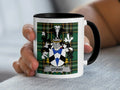 Otway Irish family crest black accent mug on Irish National Tartan