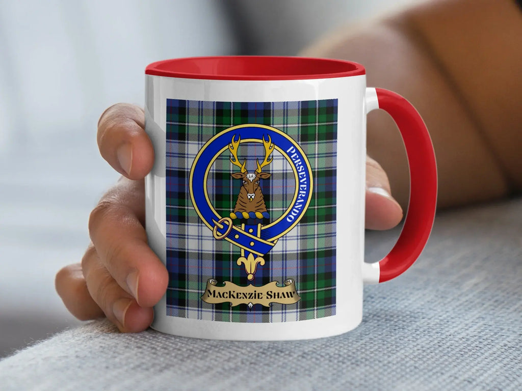 MacKenzie Shaw Perseverando clan crest mug — 11oz glossy ceramic, Scottish heritage