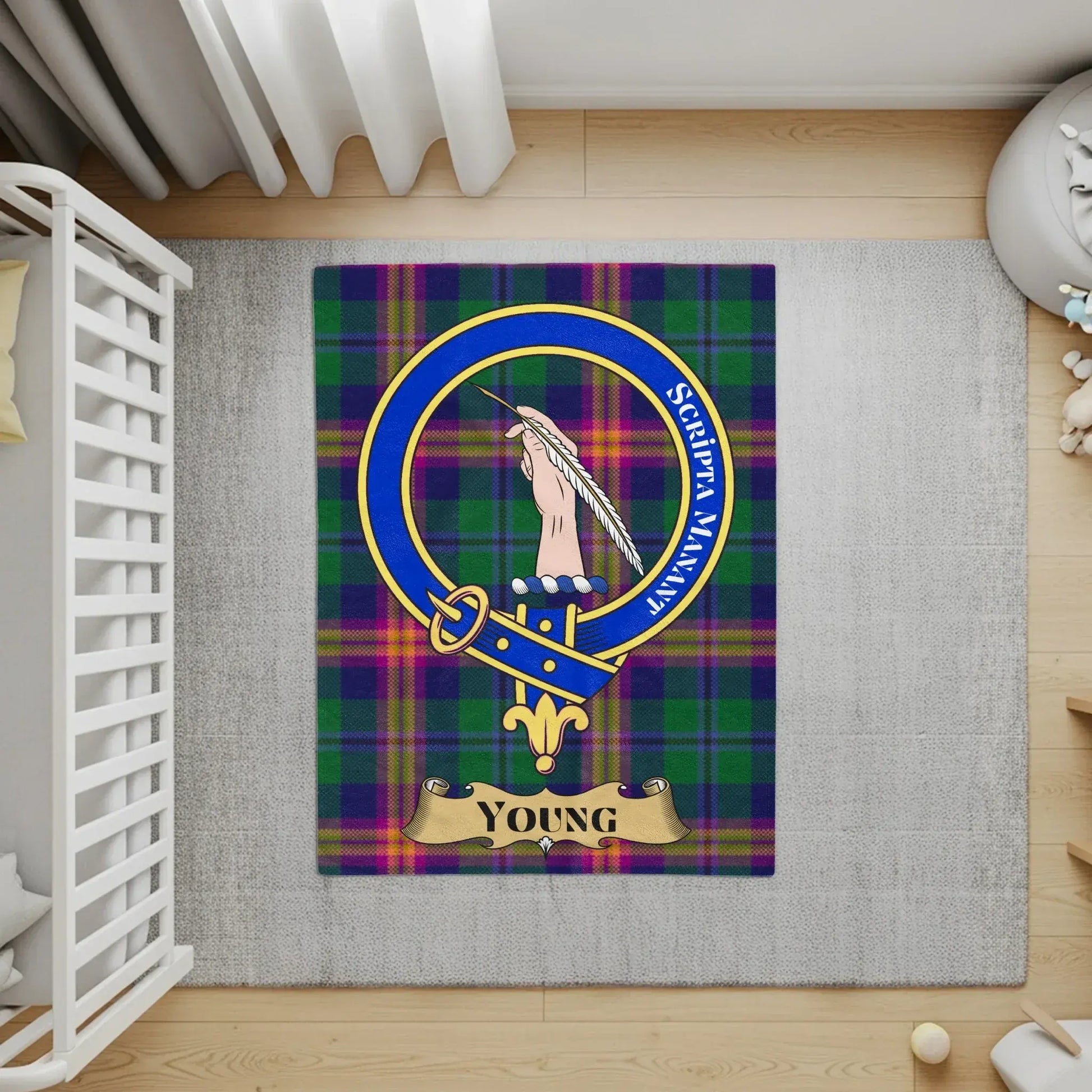 Scottish Tartan with Clan Crest Customizable Rug product