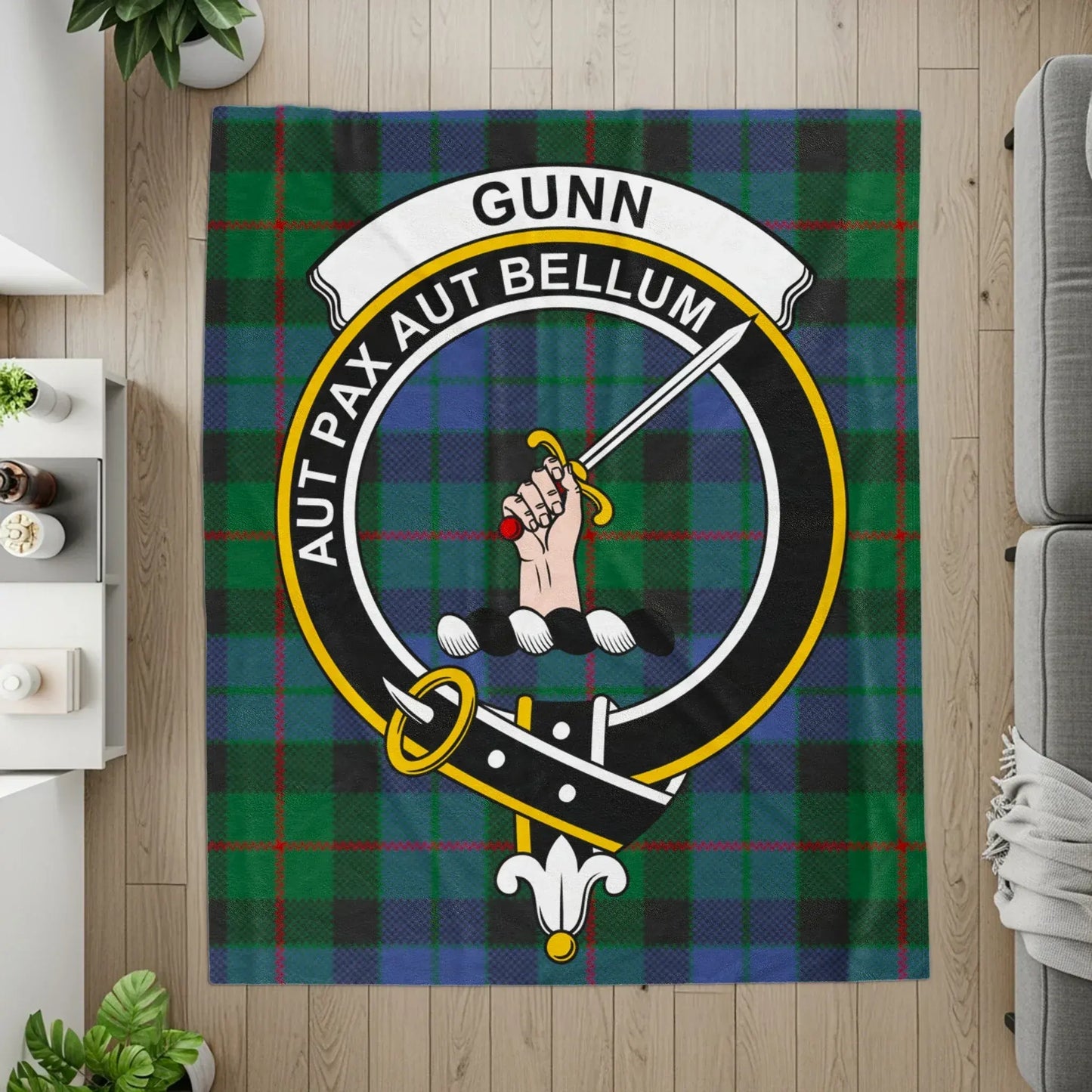 Gunn Aut Pax Aut Bellum Crest Tartan Blanket product
