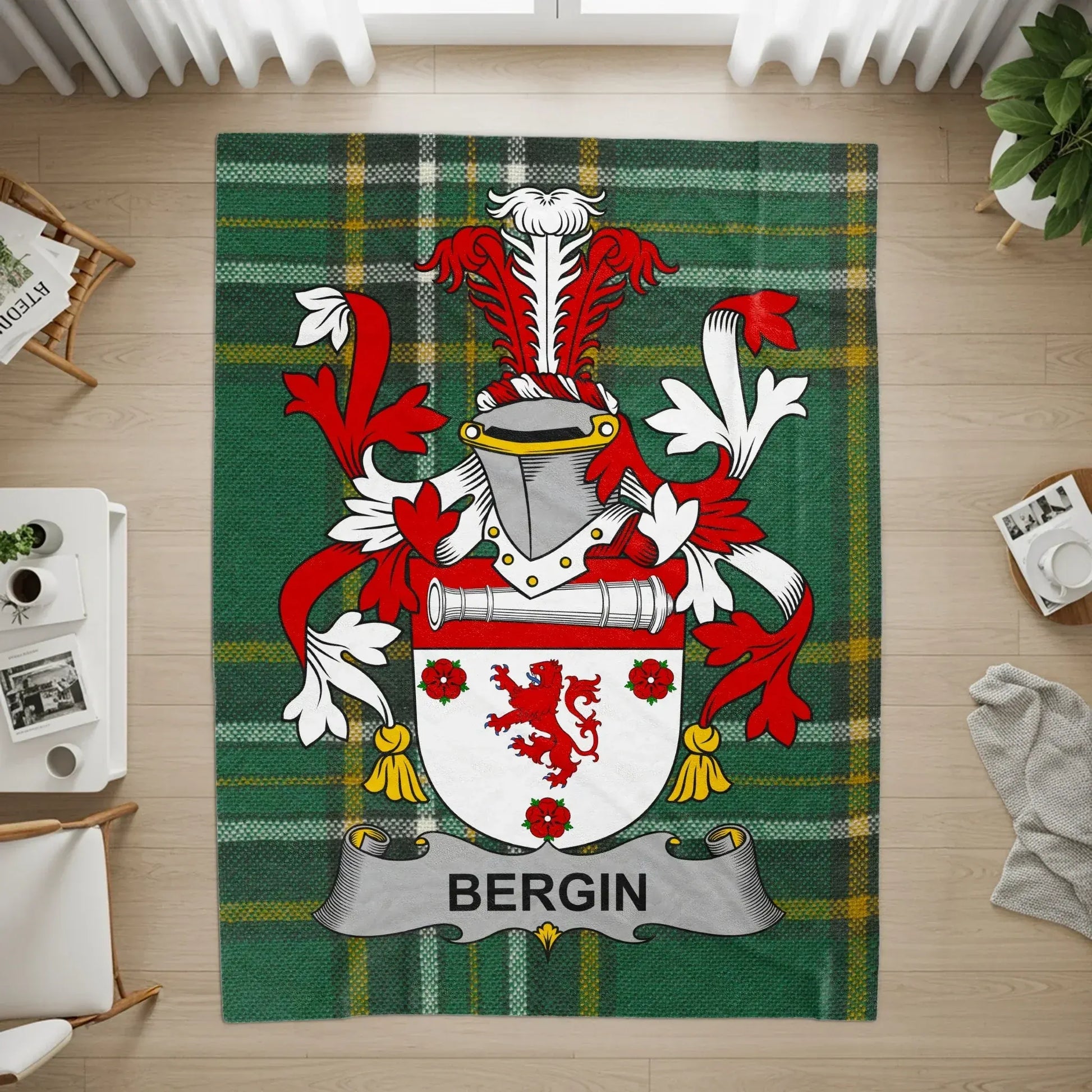 Bergin Coat of Arms Family Crest Tartan Pattern product