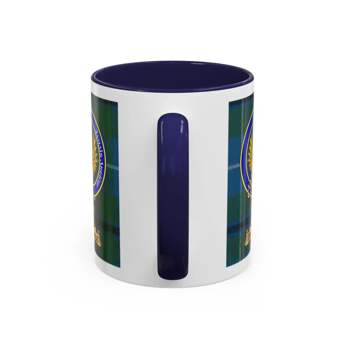 Drysdale clan crest mug shown in 11 oz and 15 oz sizes