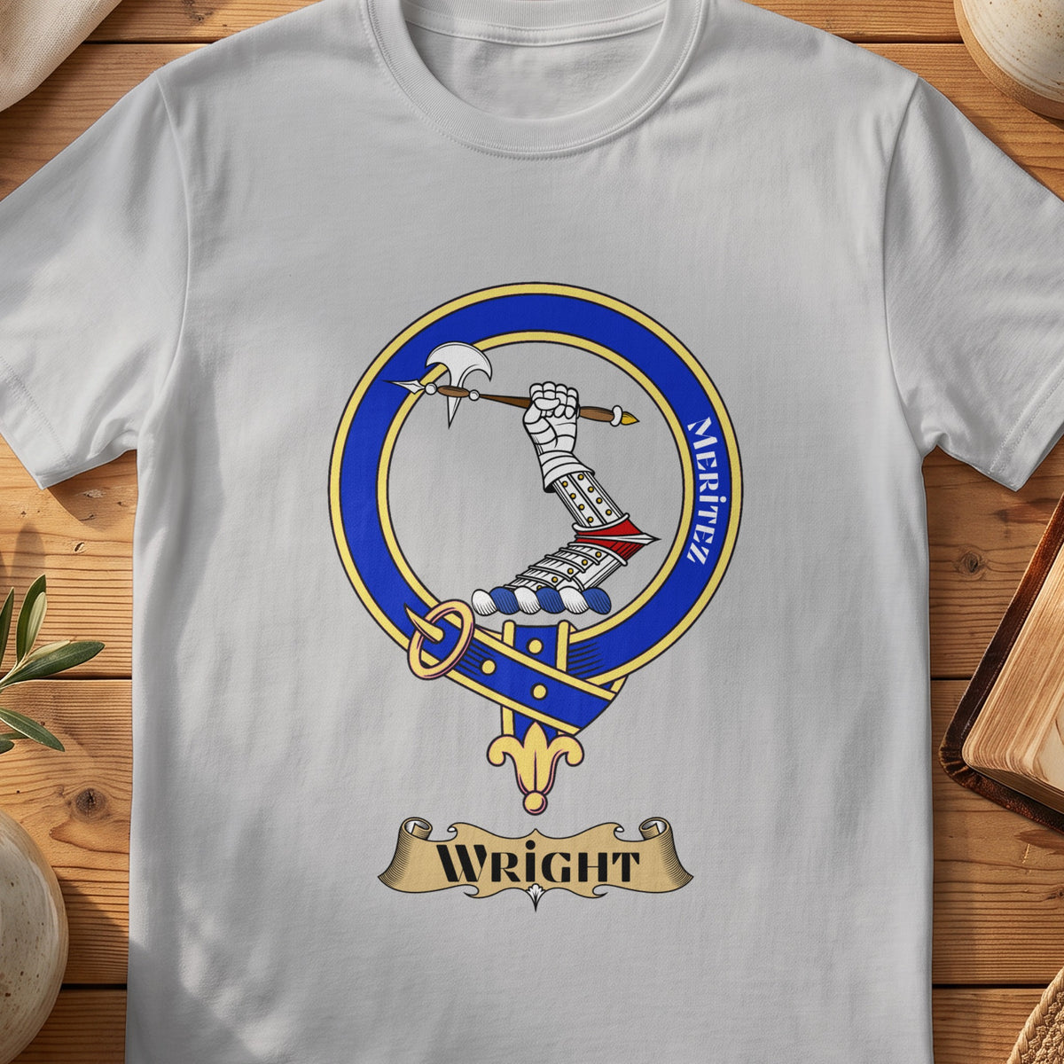 Wright Scottish clan crest T-shirt in Sport Grey