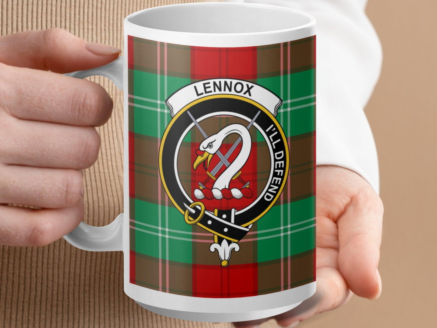 Scottish Clan Lennox Crest and Tartan Plaid Mug - Living Stone Gifts