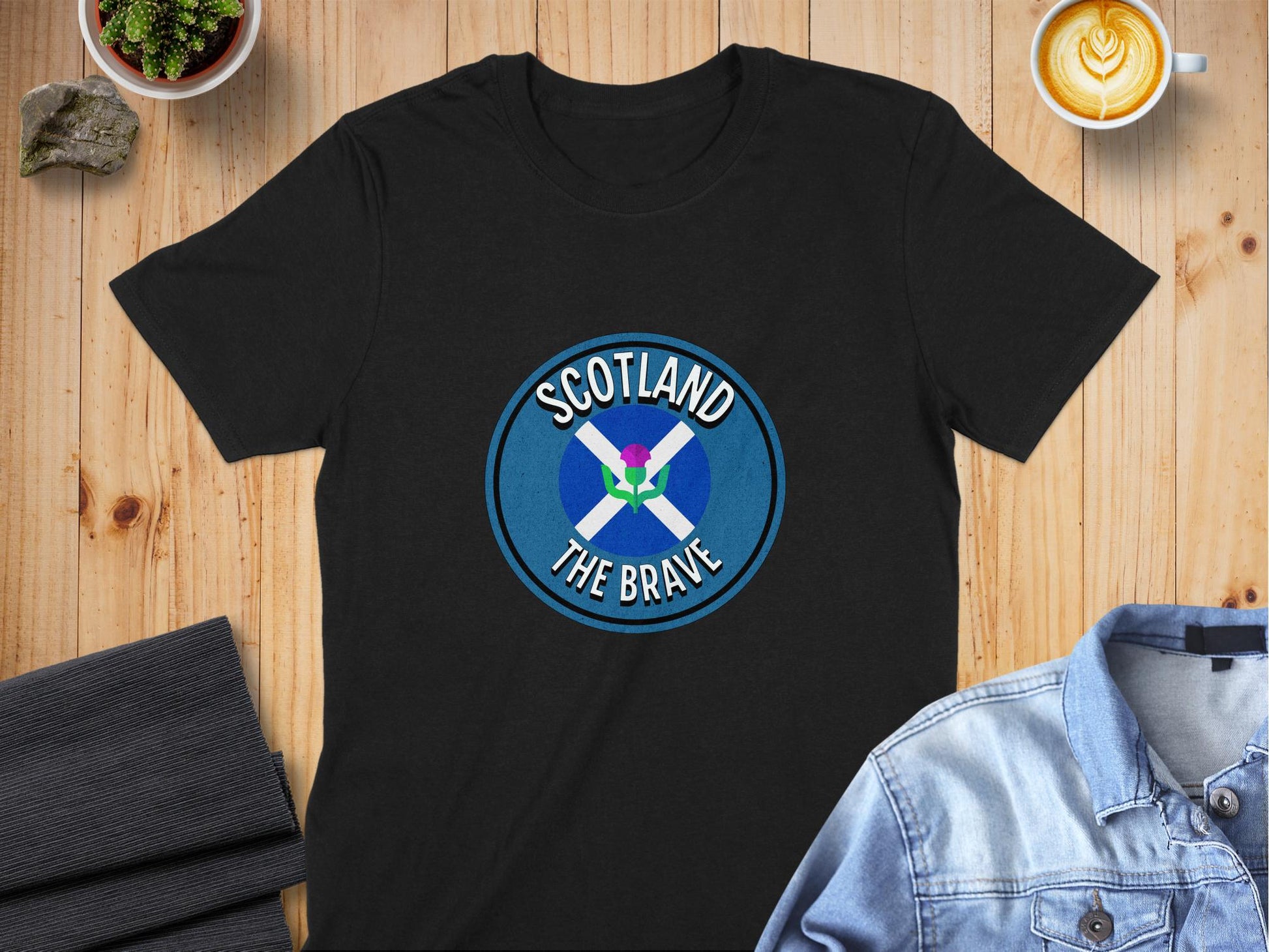 Scotland The Brave Badge Emblem Graphic T-Shirt - Living Stone Gifts