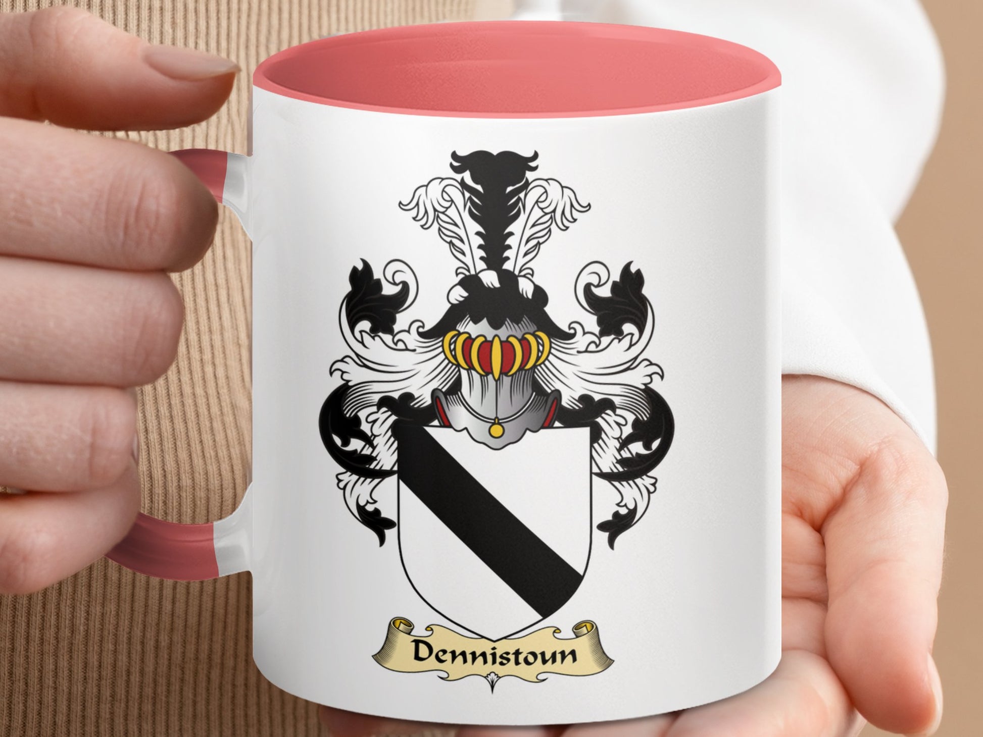 Clan Dennistoun Scottish Coat of Arms Accent Coffee Mug - Living Stone Gifts