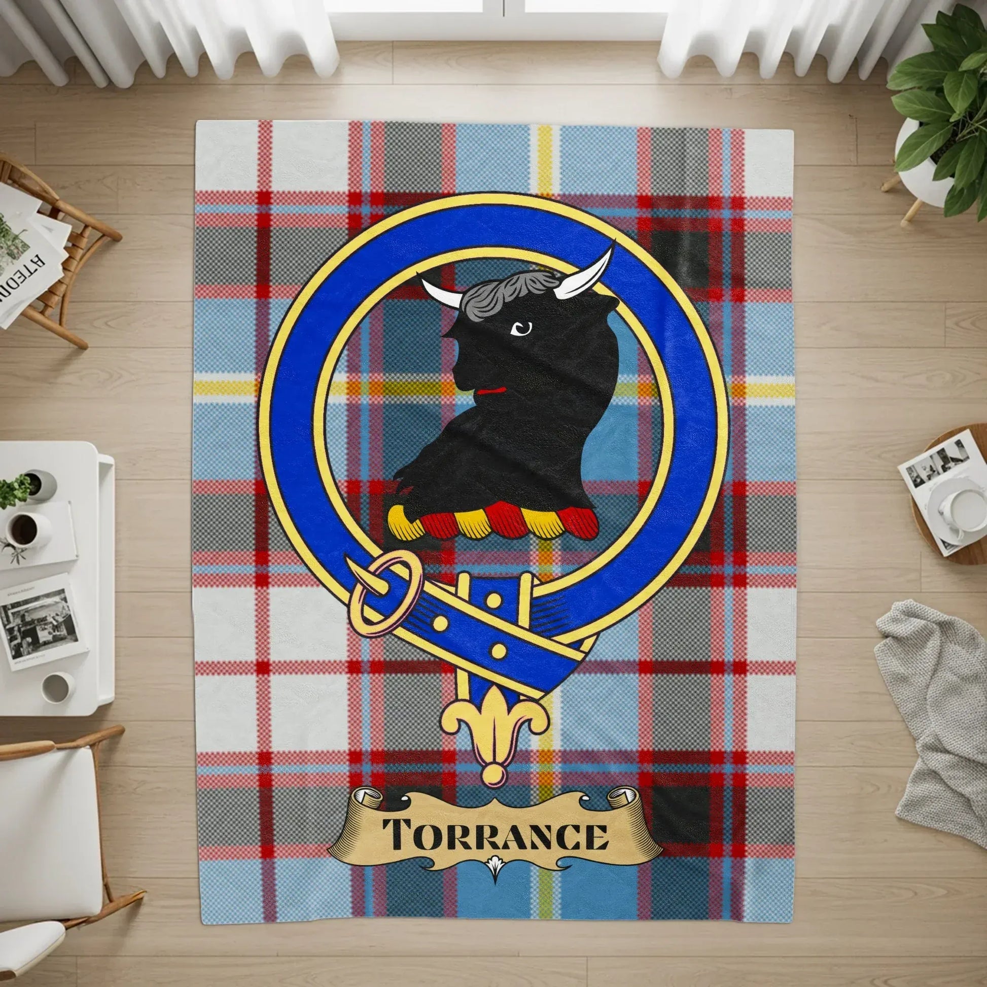 Scottish Torrance Clan Crest Tartan Plaid Rug product type