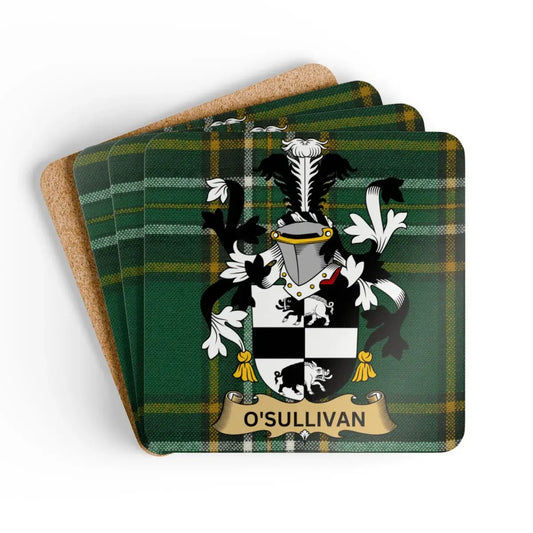 O'Sullivan Coat of Arms on Plaid Coasters product type