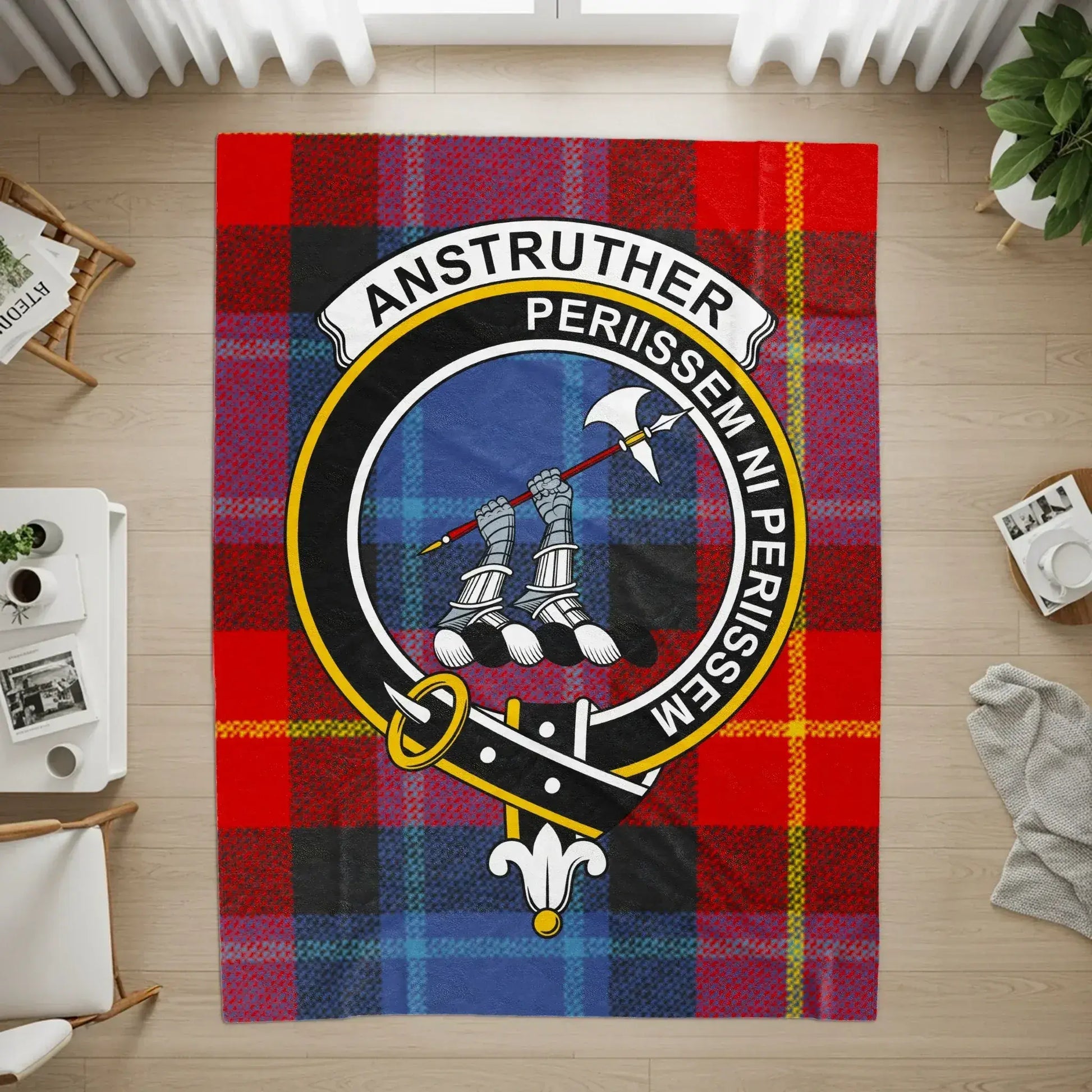 Anstruther Printed Red and Blue Plaid Rug product