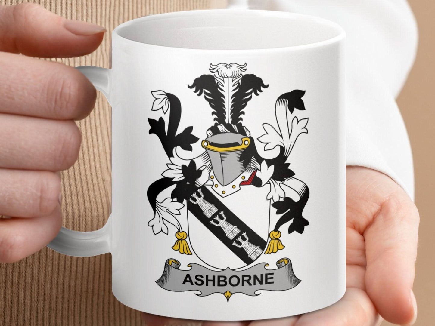 Ashborne Surname Irish Family Crest Heritage Gift Mug - Celtic Ancestry Gifts
