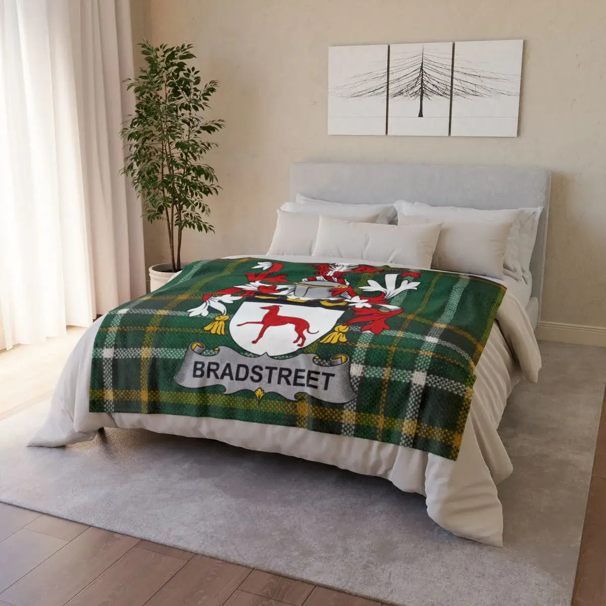Family Crest Green Plaid Personalized Blanket product