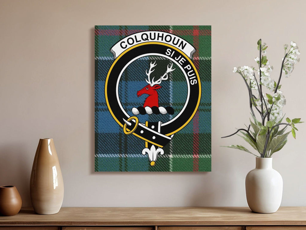Colquhoun Scottish Tartan Clan Crest Canvas - Celtic Ancestry Gifts