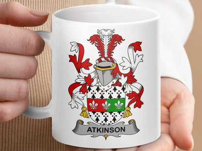 Atkinson Family Crest Irish Surname Heraldry Graphic mug - Celtic Ancestry Gifts