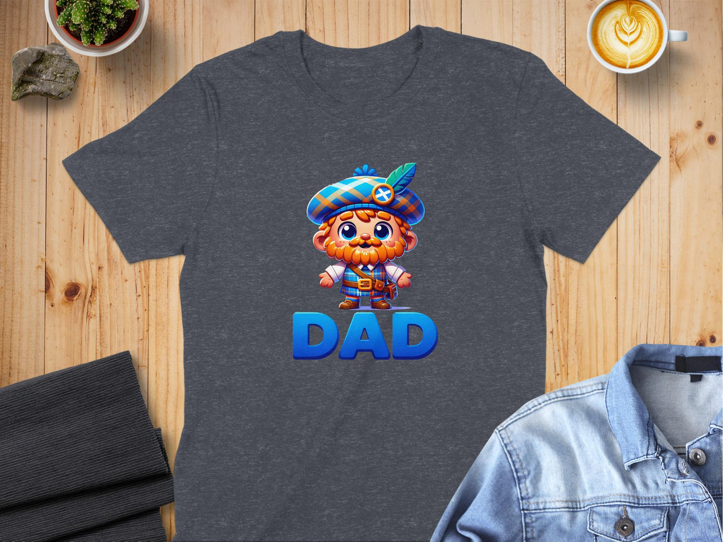 Cute Scottish Themed Dad Cartoon Graphic T-Shirt - Living Stone Gifts