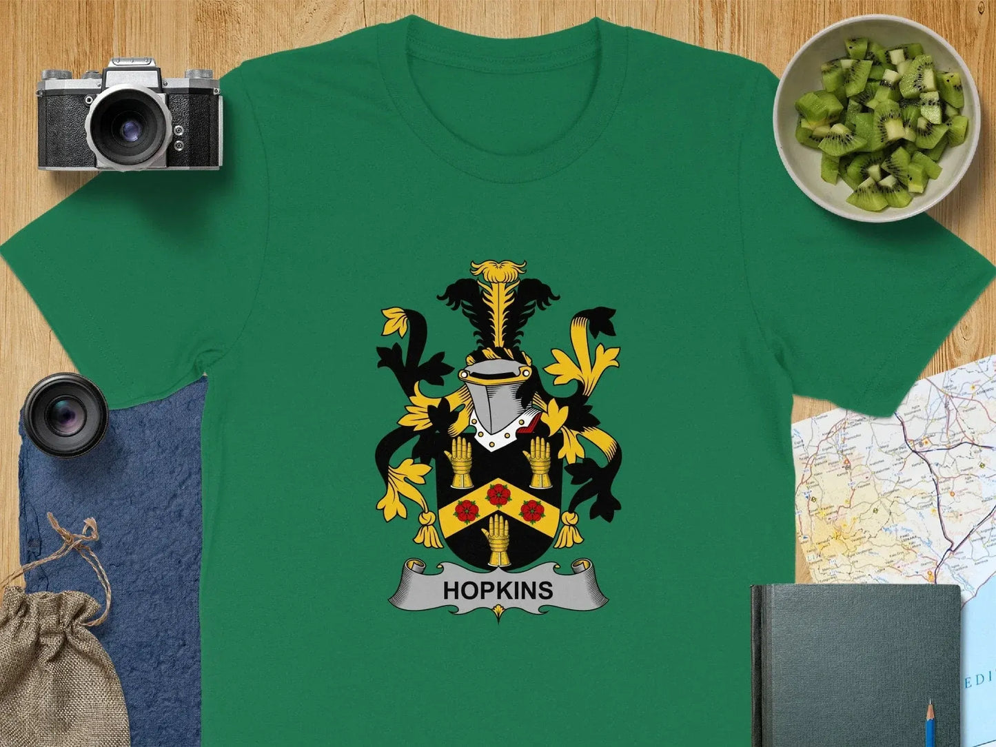 Detailed Hopkins Family Crest Green T-Shirt product