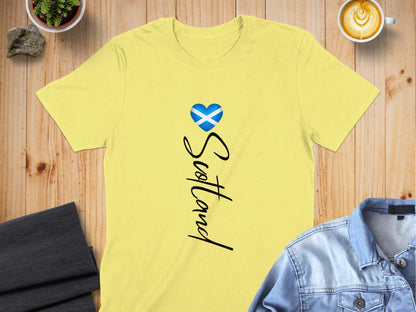 Scotland Heart with Text Vertical Design T-Shirt - Living Stone Gifts