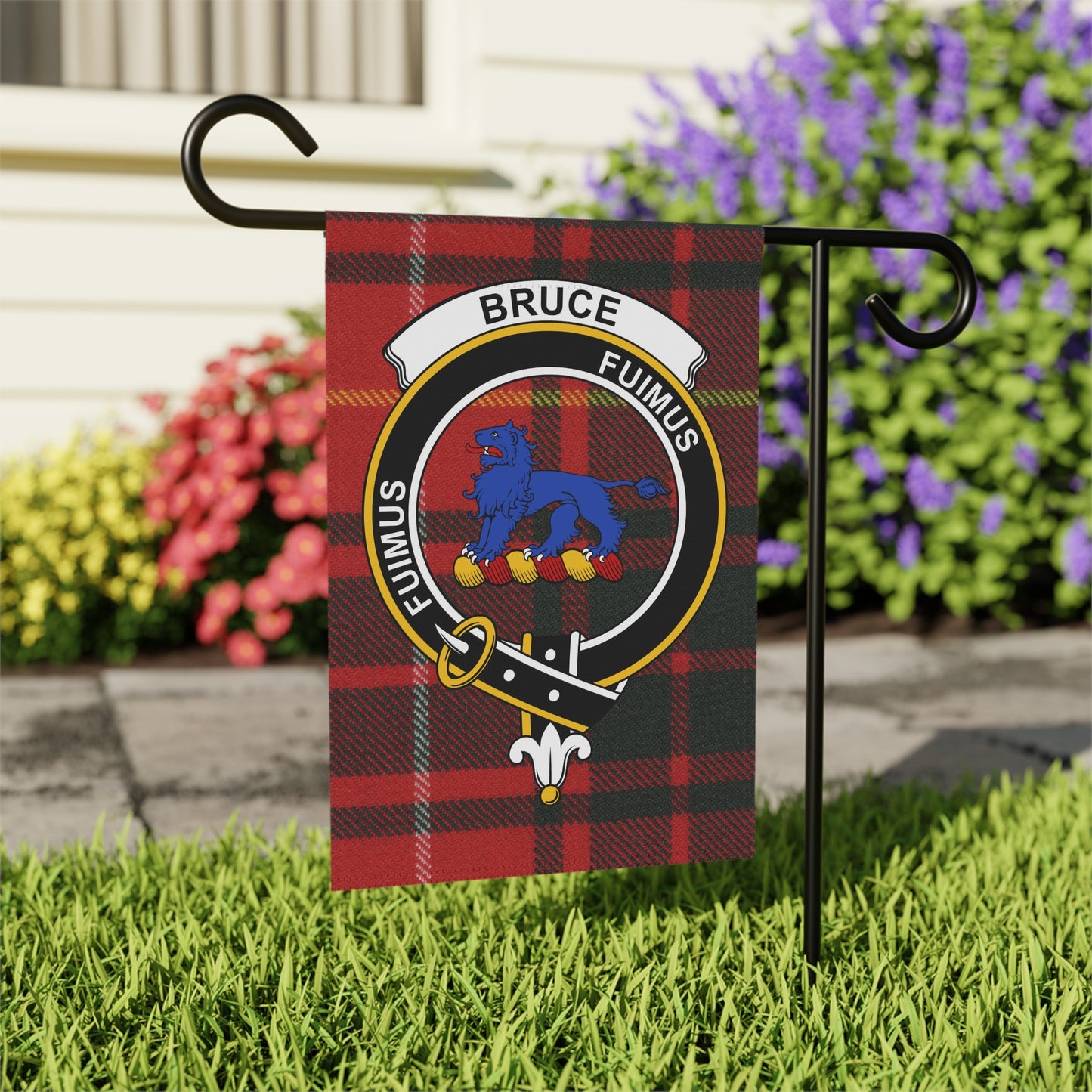 Bruce Clan Scottish Tartan Crest Garden Flag