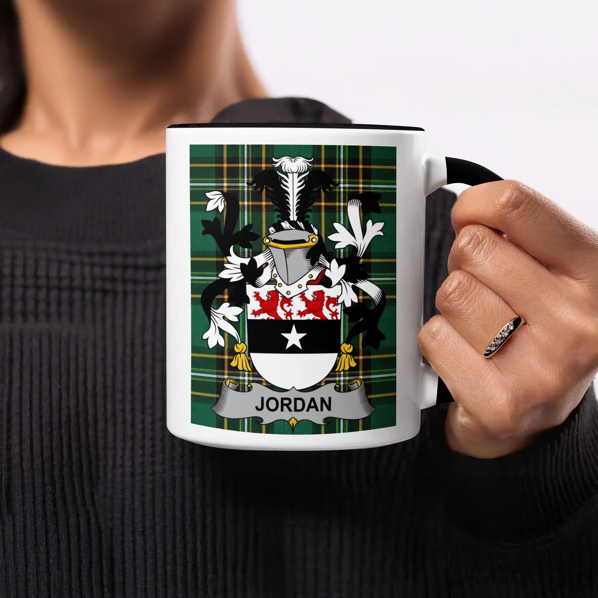 Jordan Irish heritage mug with black handle and interior