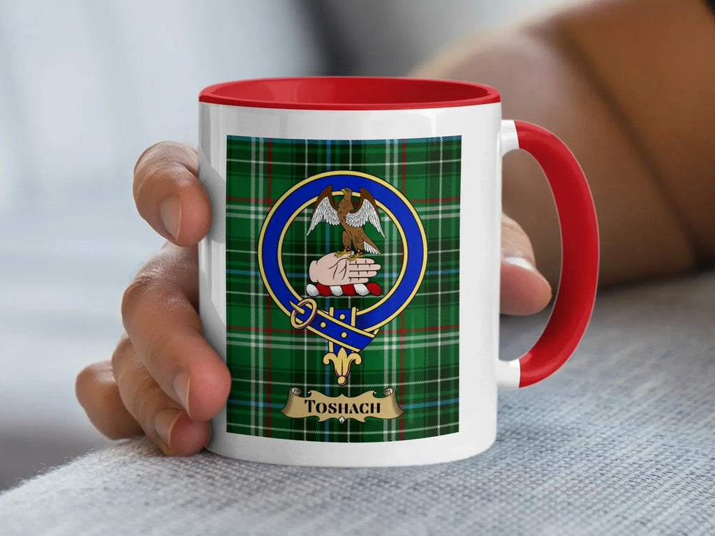 Toshach family crest ceramic mug for everyday coffee and tea