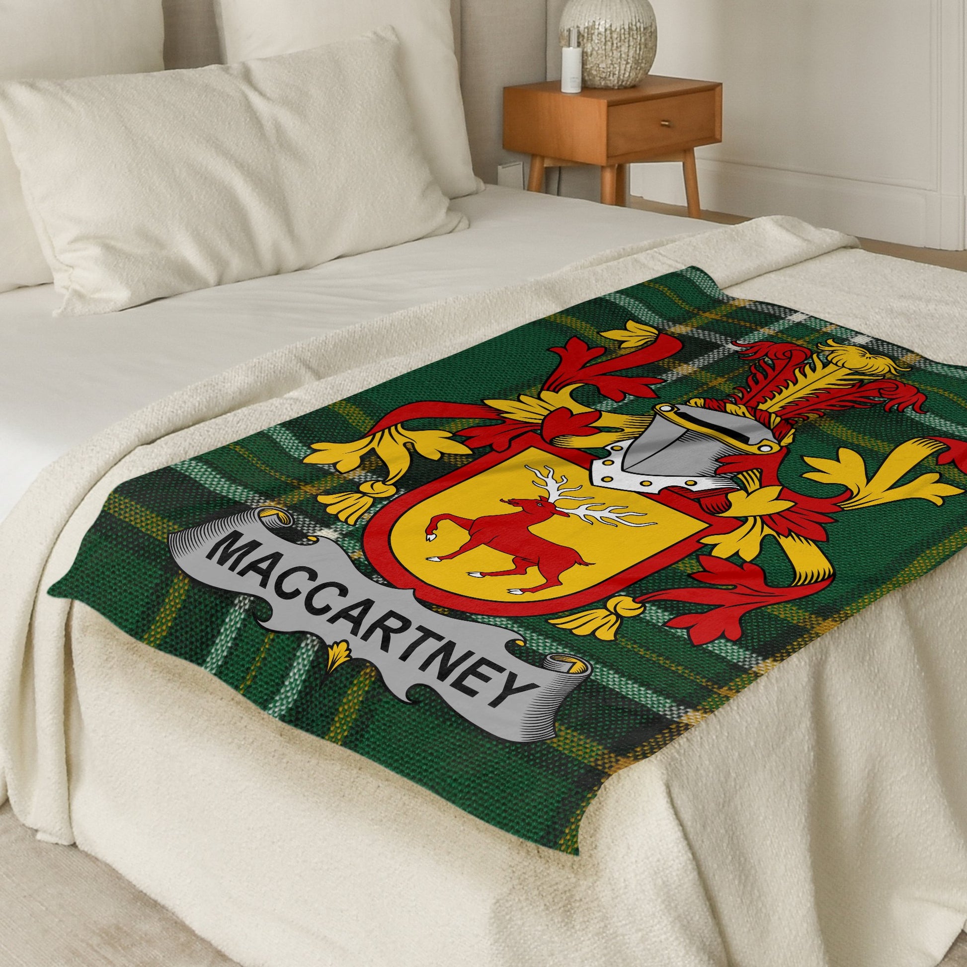 MacCartney Surname Irish Tartan Throw Blanket - Living Stone Gifts