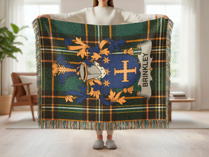 Brinkley Family Crest Plaid Throw Blanket product type