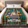Cox Crest Tartan Plaid Green Orange Blue Blanket