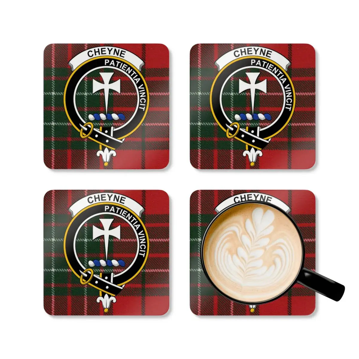 Cheyne Patienta Vincit Red Tartan Coasters product type