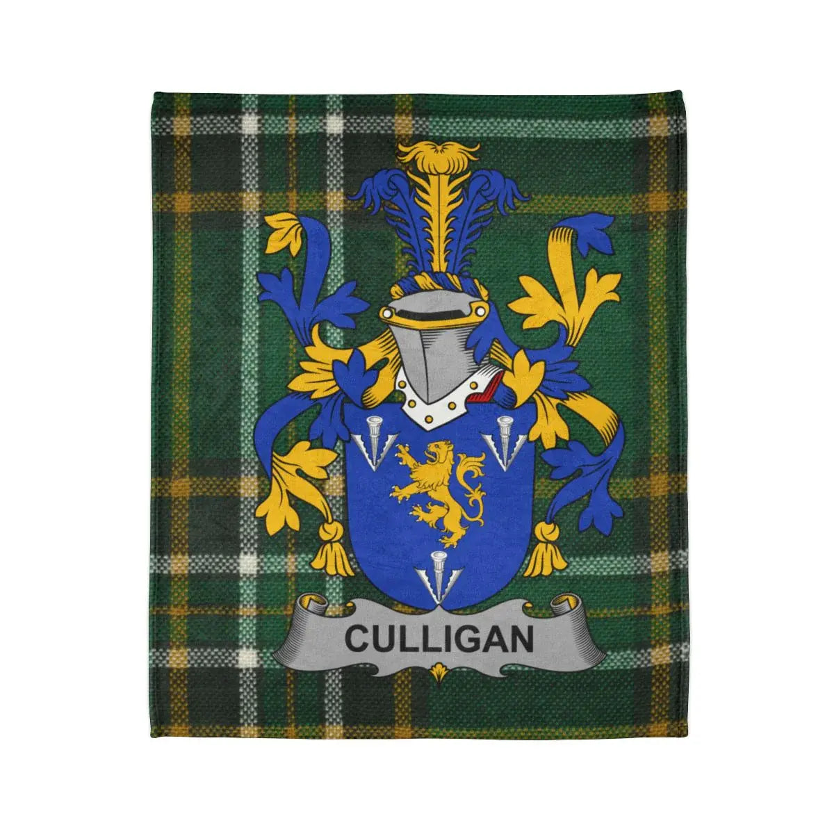 Family Crest Tartan Patterned Blue Green Blanket product