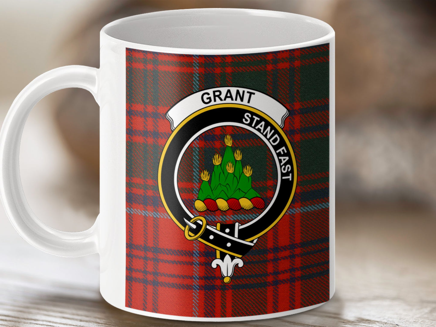 Clan Grant Scottish Tartan Stand Fast Crest Mug - Living Stone Gifts