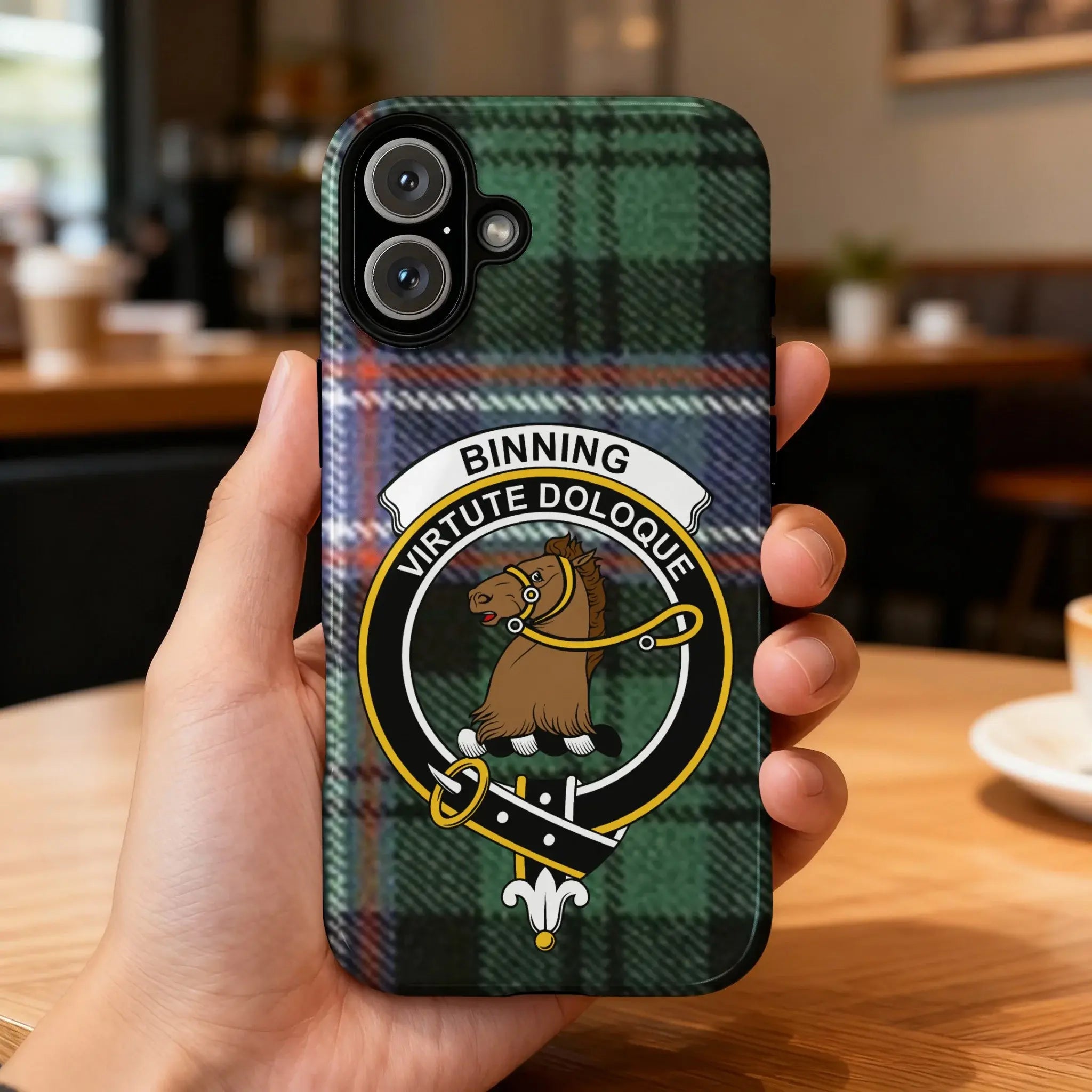 Binning Virtute Doloque Green Tartan Phone Case