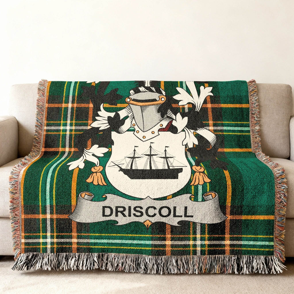 Driscoll Name Ship Crest Green Plaid Throw product type