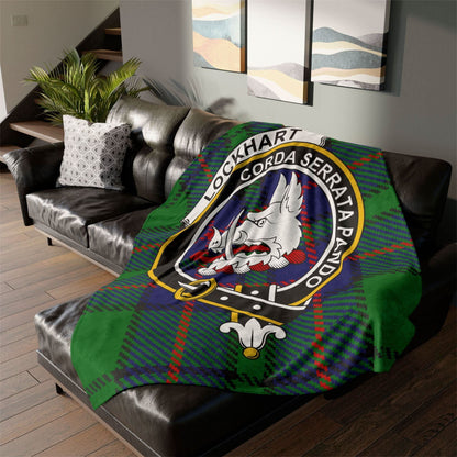 Lockhart Clan Tartan Blanket – Scottish Crest Throw, Soft & Cozy - Celtic Ancestry Gifts
