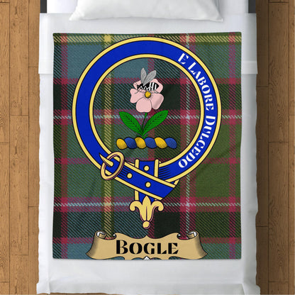 Scottish Clan Bogle Crest Tartan Throw Blanket - Living Stone Gifts