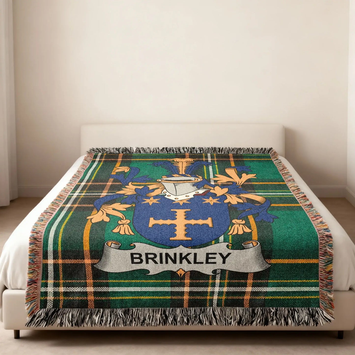Brinkley Family Crest Plaid Throw Blanket product type