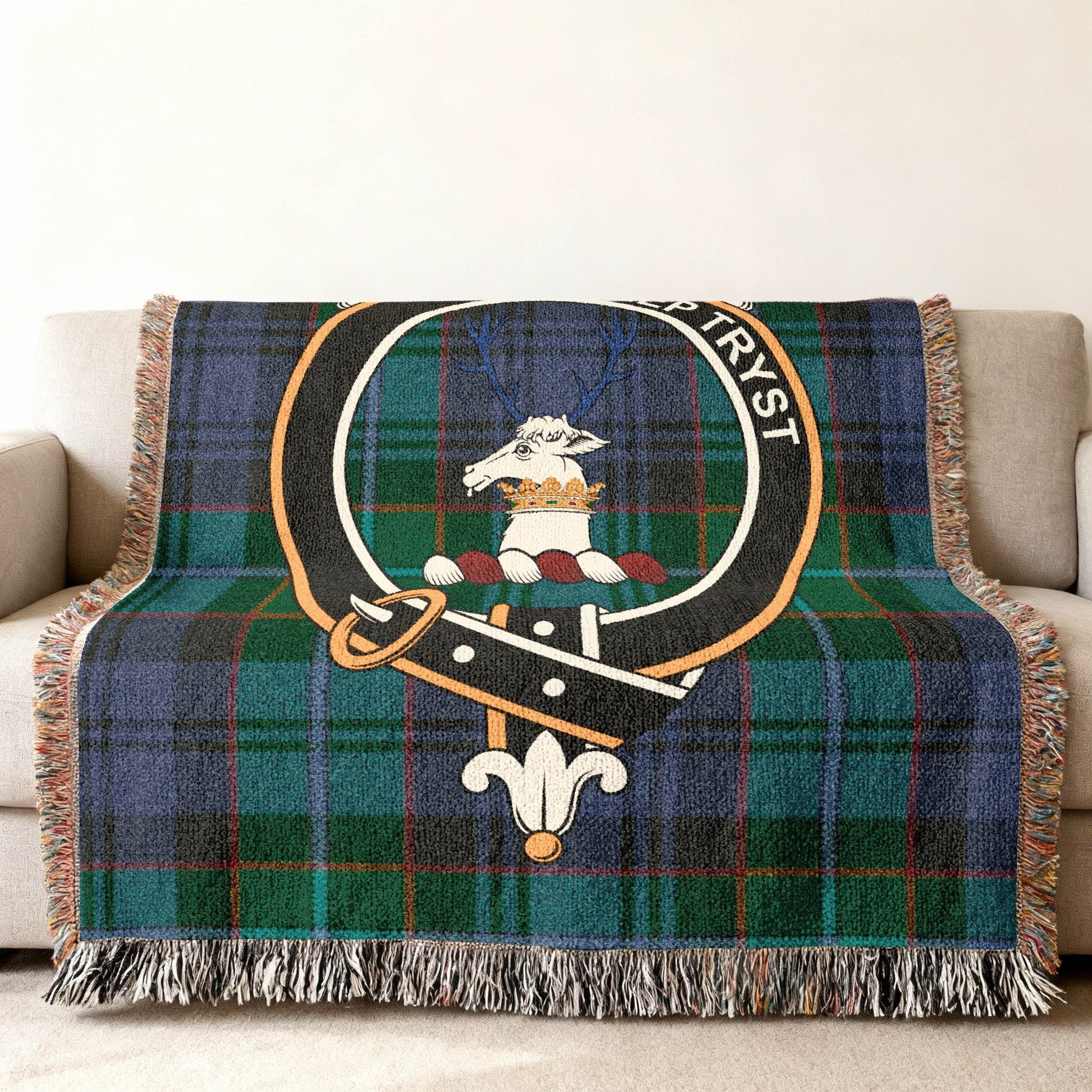Scottish Clan Crest Tartan Blanket Throw