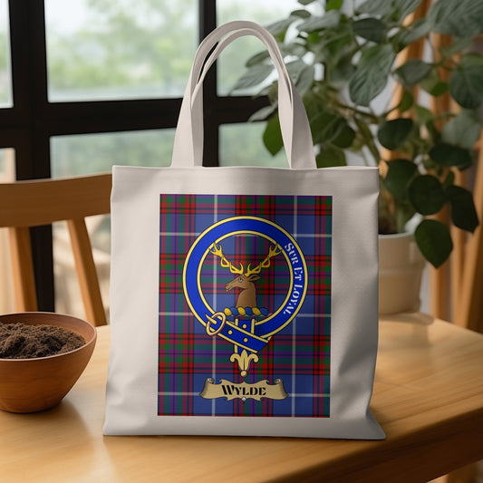 Scottish Clan Crest Tartan Background Tote Bag - Living Stone Gifts