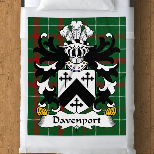 Davenport Welsh Surname Coat of Arms Tartan Blanket - Living Stone Gifts