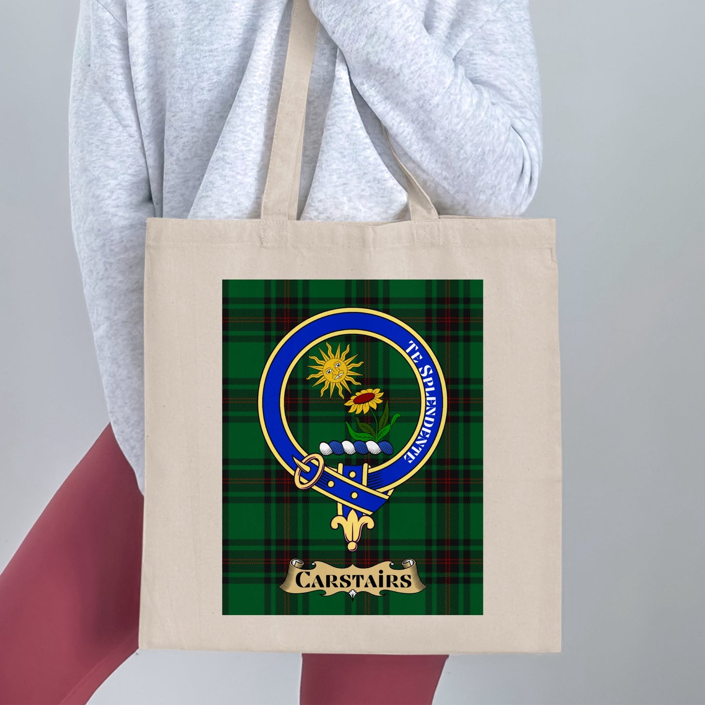 Carstairs Scottish Tartan Clan Crest Tote Bag - Living Stone Gifts