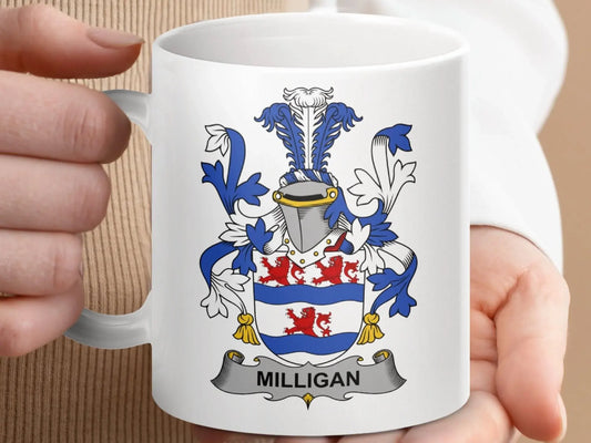 Milligan Surname Irish Family Crest Mug - Celtic Ancestry Gifts