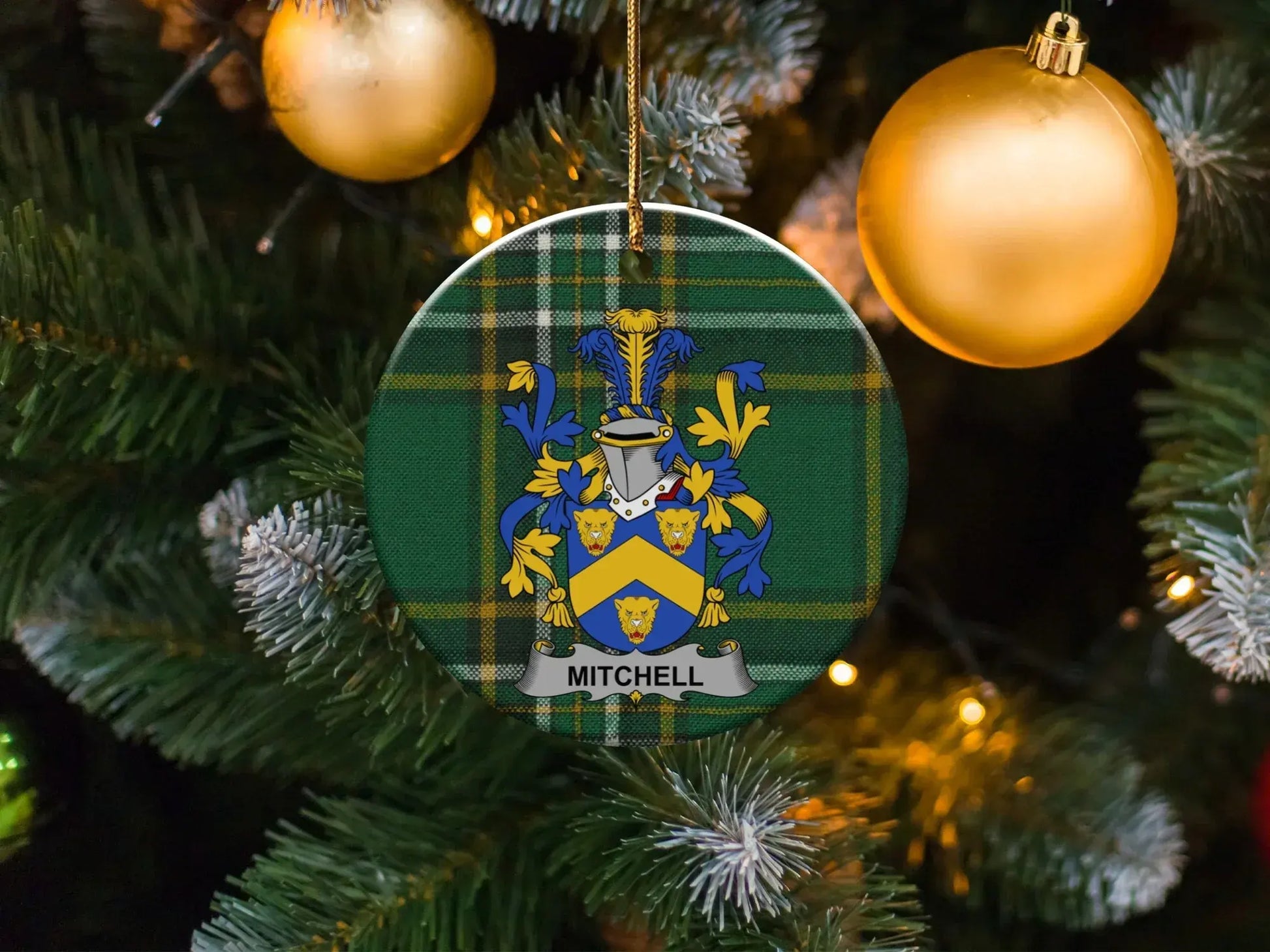Personalized Family Crest Christmas Tree Ornament product