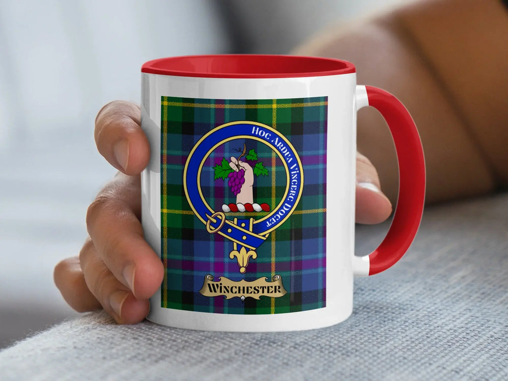 Winchester family crest ceramic mug for everyday coffee and tea