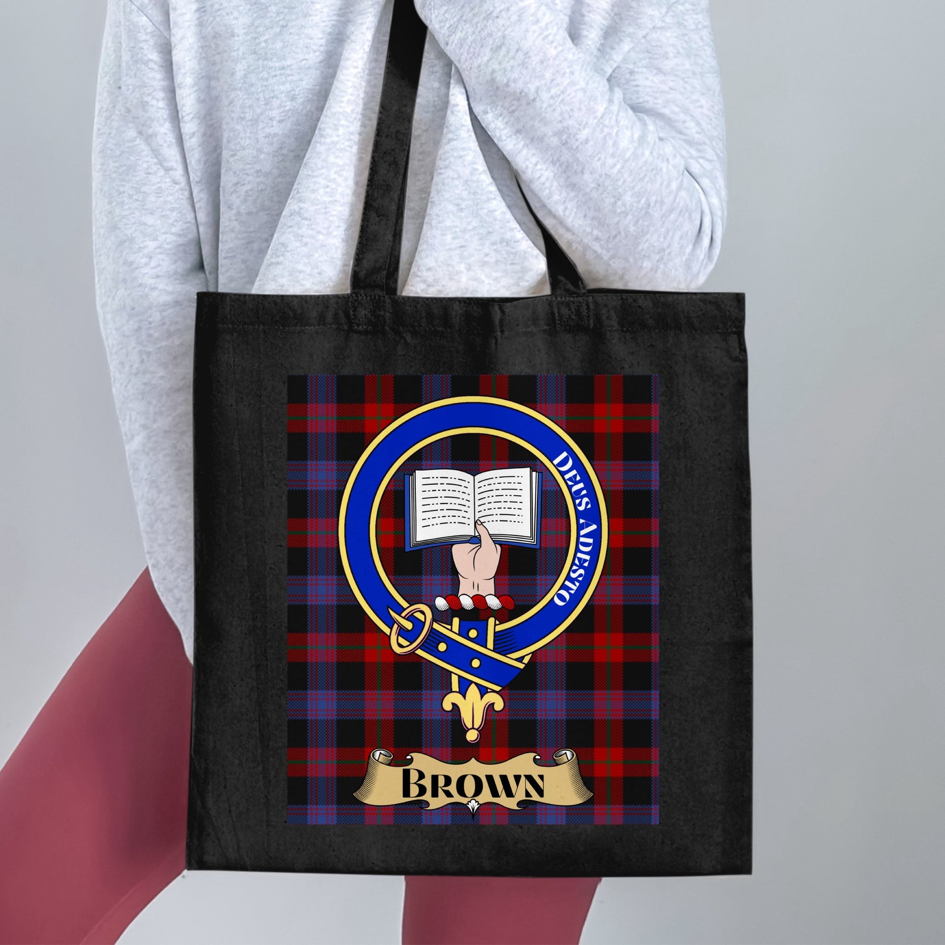 Brown Clan Crest Scottish Tartan Tote Bag - Living Stone Gifts