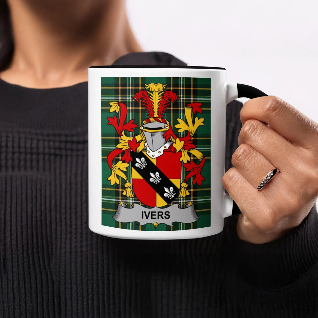 Ivers Irish heritage mug with black handle and interior