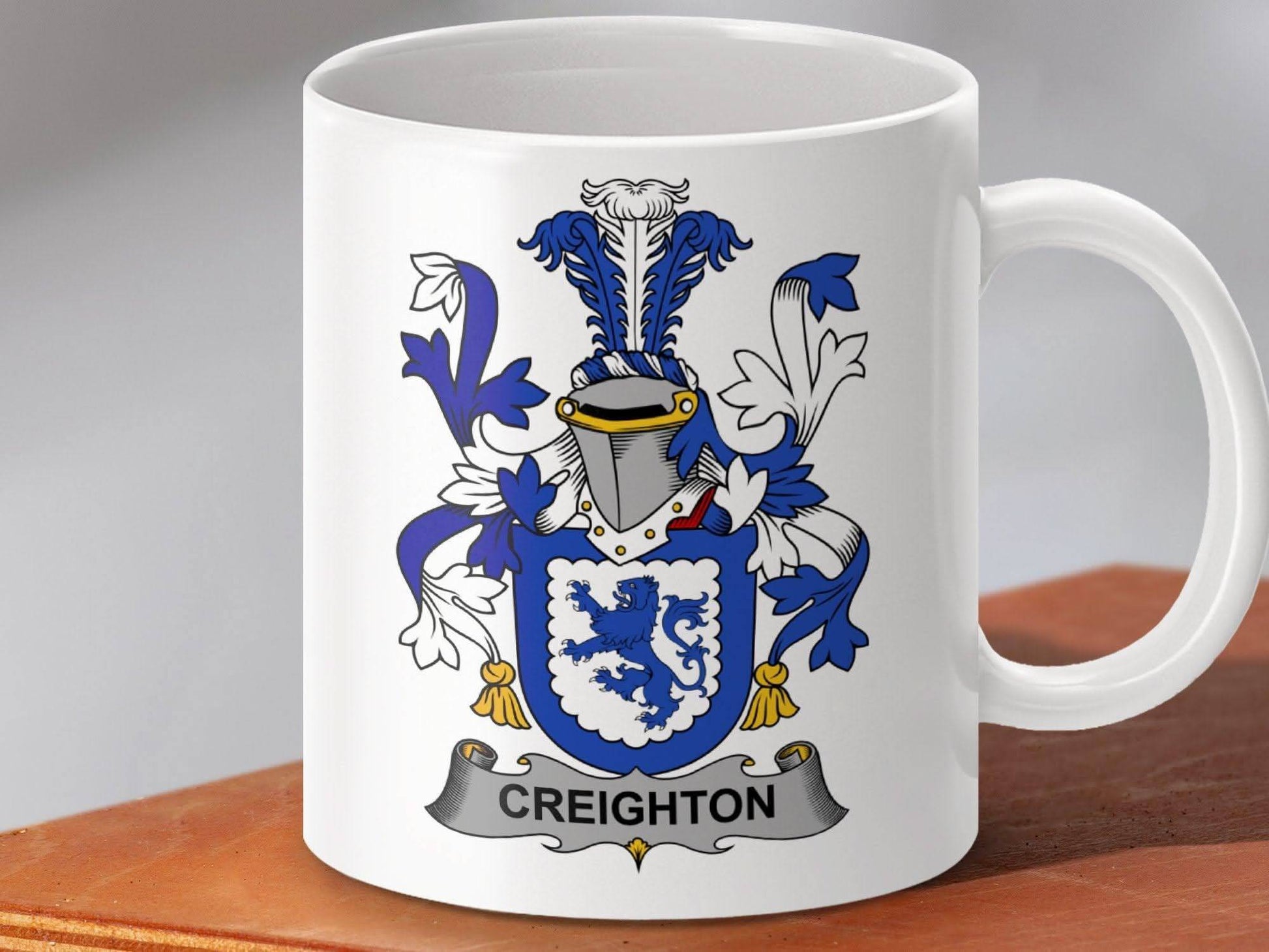 Creighton Surname Irish Family Crest Mug - Celtic Ancestry Gifts